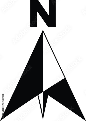 N north compass, map icon arrow, north logo direction orientation
