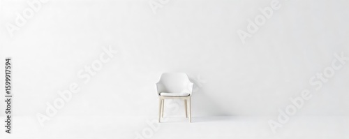 A single empty chair sits against a stark white background, symbolizing isolation and solitude The minimalist composition emphasizes the feeling of loneliness and emptiness , loneliness, unloved