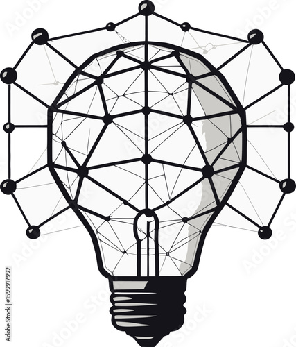 Conceptual Light Bulb Graphic Abstract Network Design For Innovation High Tech Look