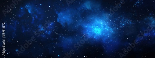 Deep blue starry sky with cosmic nebulae, showcasing the beauty, mystery, and vastness of the universe's celestial wonders.