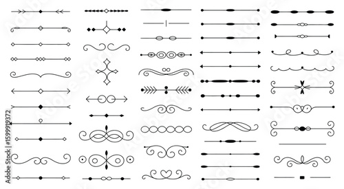  Decorative Dividers and Ornamental Flourishes Vintage Line Separators and Curved Design Elements for Graphic Projects and Classic Layouts
