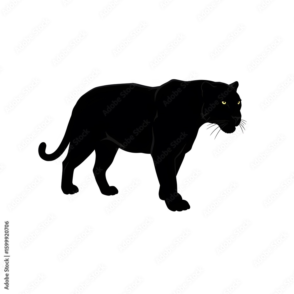 Obraz premium A Majestic Black Panther Silhouette Captured in a Strikingly Simple Design Style
