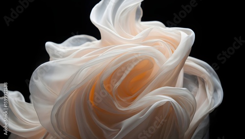 Abstract Fluid Art - Ethereal Swirl of Cream and Bronze