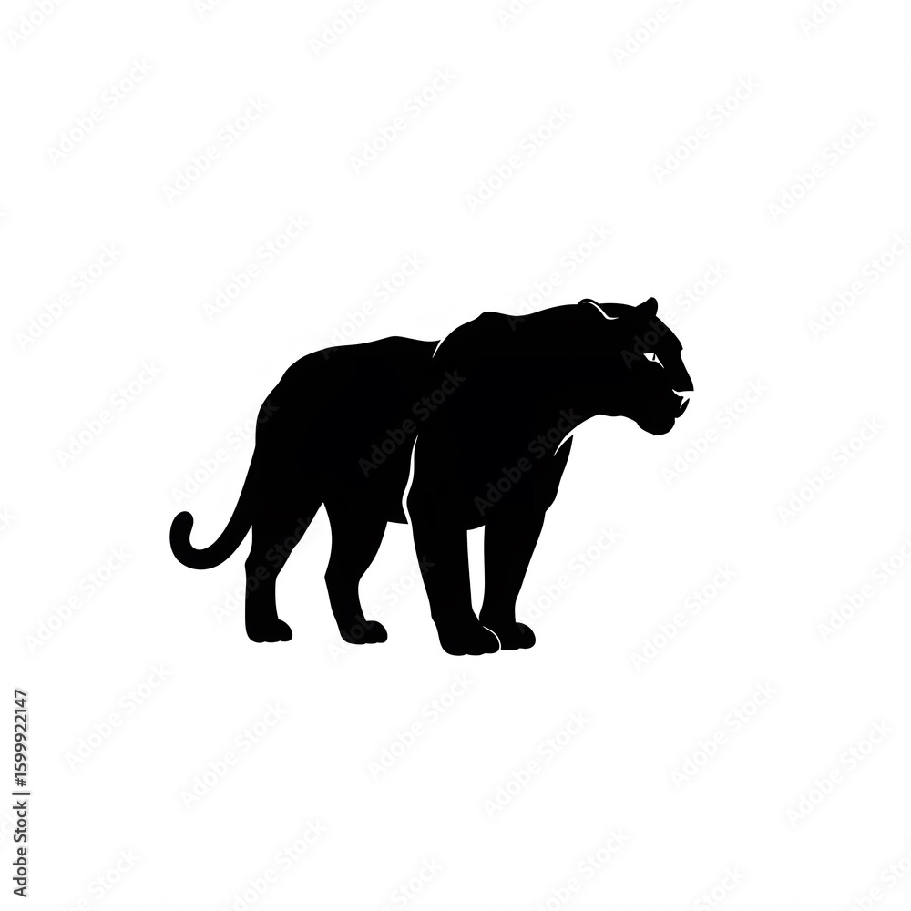 Fototapeta premium Stylized Illustration of a Majestic Panther Silhouette Against a Minimalist Background