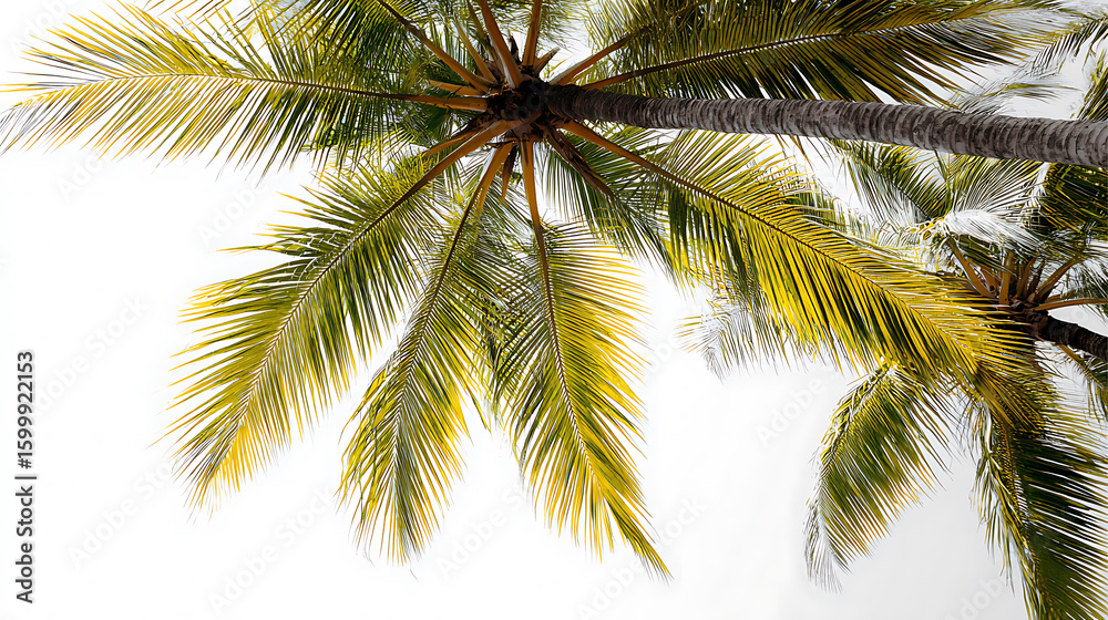 Naklejka premium Palm Tree Against White Sky – Miami Style