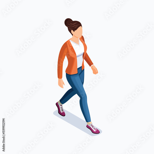 walking technical isometric vector drawing with defined edges and modern simplicity.