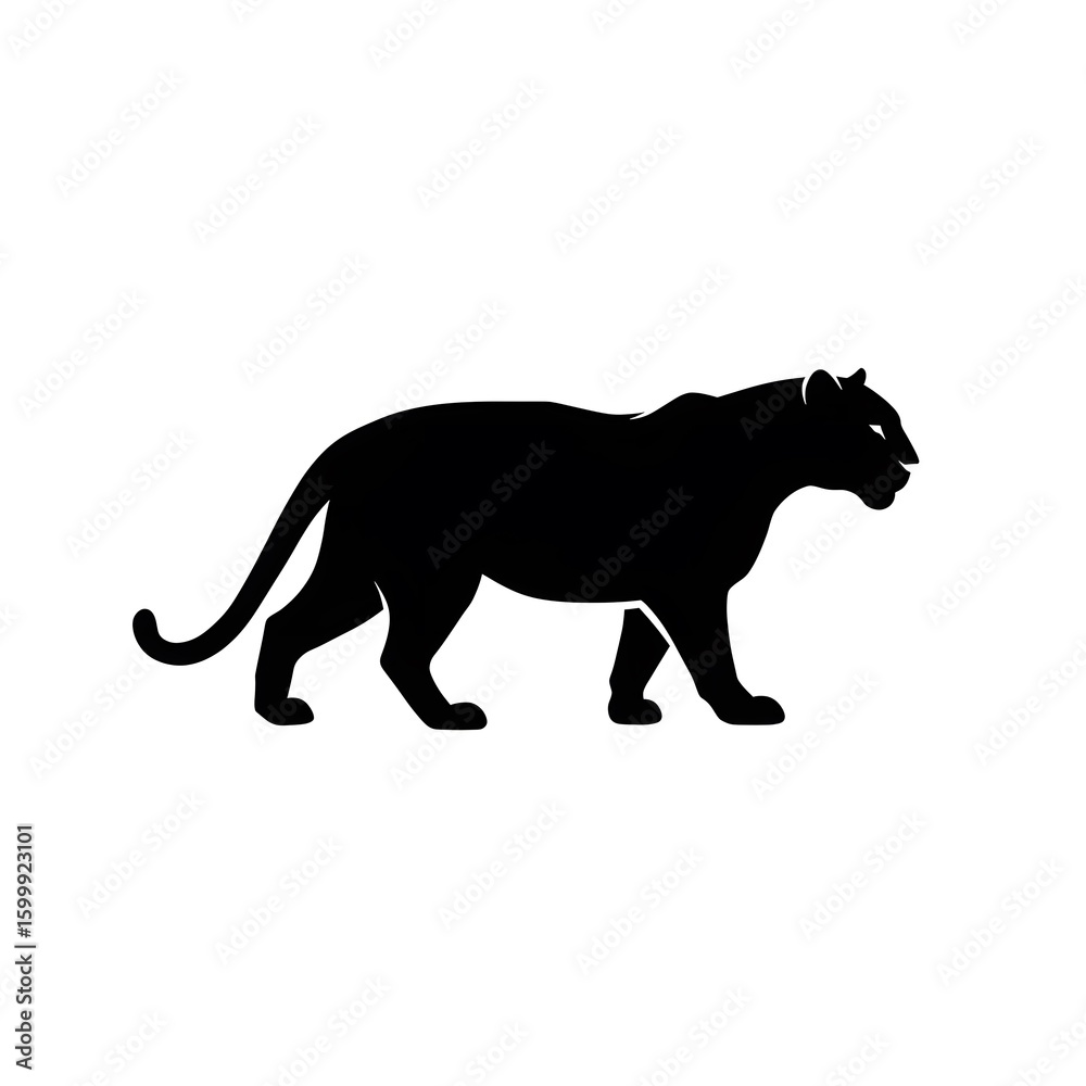 Silhouette of a Majestic Panther Walking Gracefully in a Serene Natural Habitat Environment Silhouette of a Majestic Panther Walking Gracefully in a Serene Natural Habitat Environment