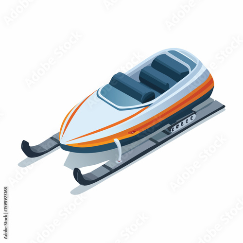 bobsleigh technical isometric vector drawing with defined edges and modern simplicity.