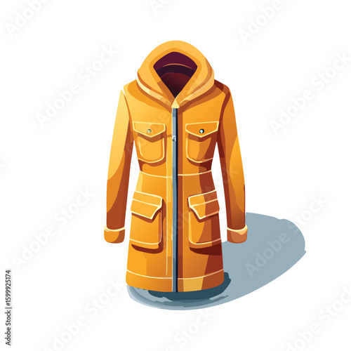 parka technical isometric vector drawing with defined edges and modern simplicity.