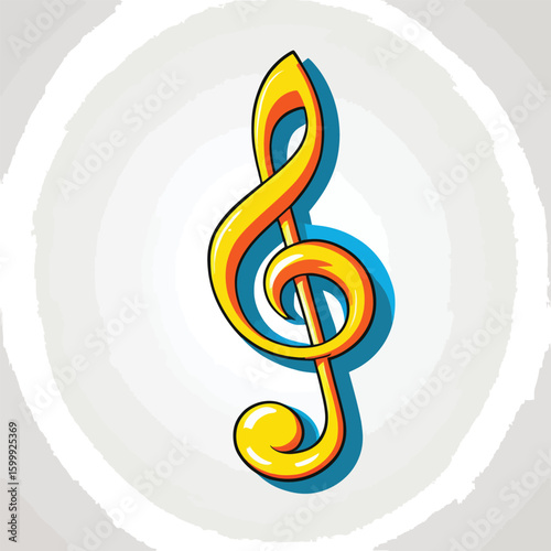 Cheerful Treble Clef Illustration - Vibrant Music Symbol for Educational Designs, Music Lessons, Art Projects, Animated Style