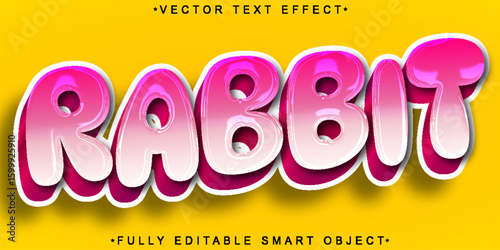  Cute Fluffy Rabbit Bunny Spring Nature Forest Style Design Vector Fully Editable Smart Object Text Effect