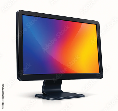 Blank LCD computer monitor isolated on white, a flat screen display technology