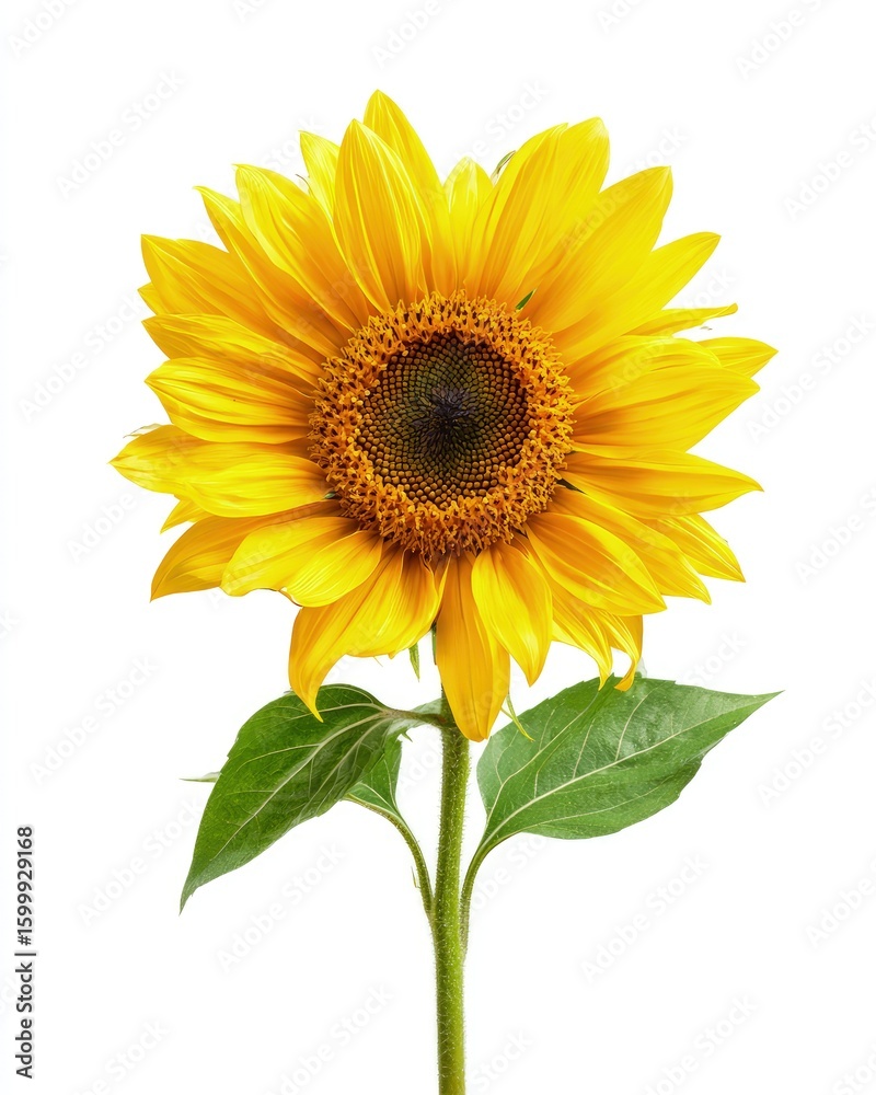 Fototapeta premium Bright Yellow Sunflower Against White Background