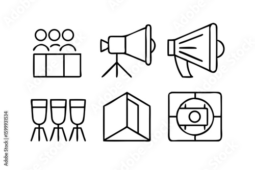 Linear icon collection. Editable stroke. Vector illustration।. Studio Light Line Icon Design. single outline icons video loader related to cinema or film and movie