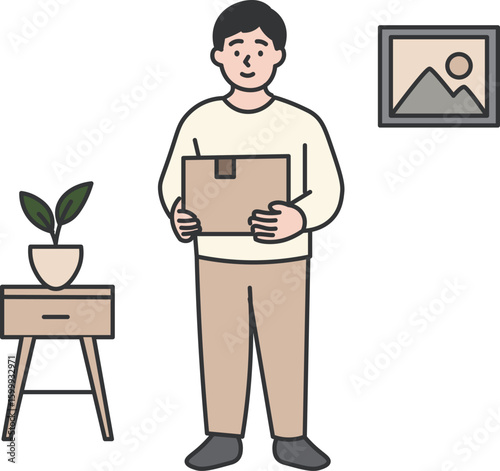 Minimalist Man In Simple Room
