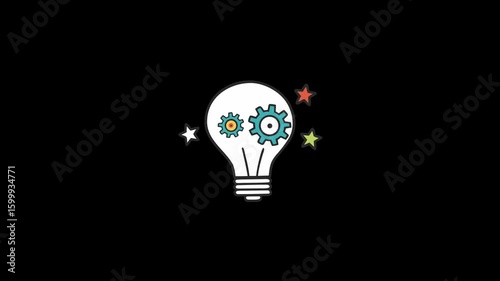 Bright innovation concept with light bulb gear and brain symbol vector illustration