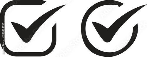 Check tick mark icon set.tick sign accept select confirm correct agree animated. successful symbol, tick mark.Check marks indicate approval. X marks indicate rejection. Simple symbols for yes and no.