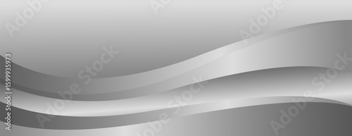 Abstract silver metallic wave background with smooth fluid curves. Luxury banner design for websites, headers, sale templates, business ads, awards, events, and more