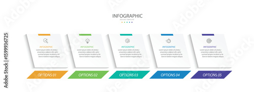 Business infographic template. 5 Step timeline journey. Process diagram, 5 options on white background, social media post, Infograph elements vector illustration.
