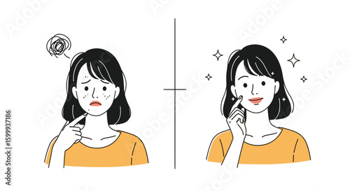 Illustrating the impact of skincare solutions on complexion and confidence