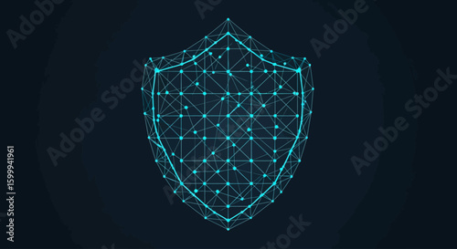 Digital Shield Polygon Design on Dark Background