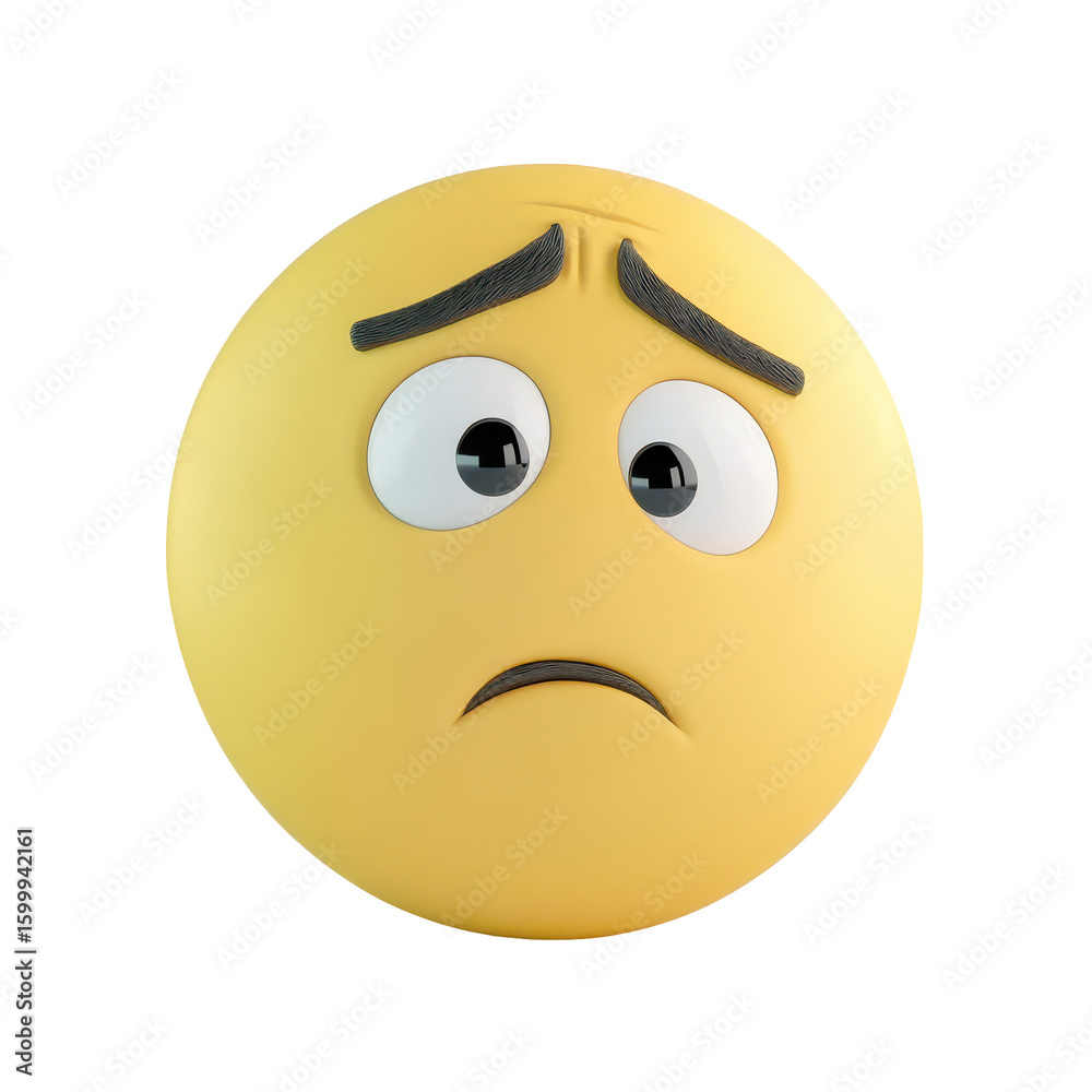 Fototapeta premium A sad emoticon with a worried expression.