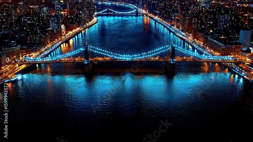 Night Lights of Manhattan Bridge, NYC