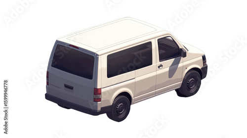 White van illustration, isometric view.