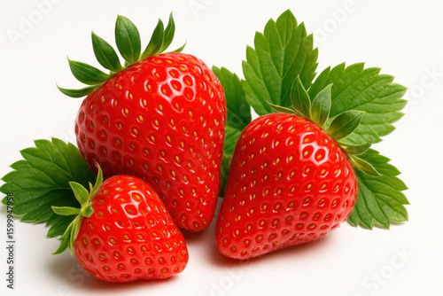 Fresh strawberries on white background.