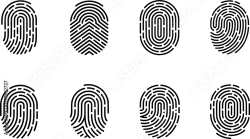 Black fingerprint on white background identification security