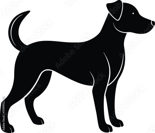 Silhouette of a black dog standing alert new 2025 trendy