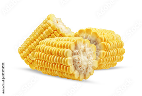 fresh corn on the cob, isolated on transparent background.