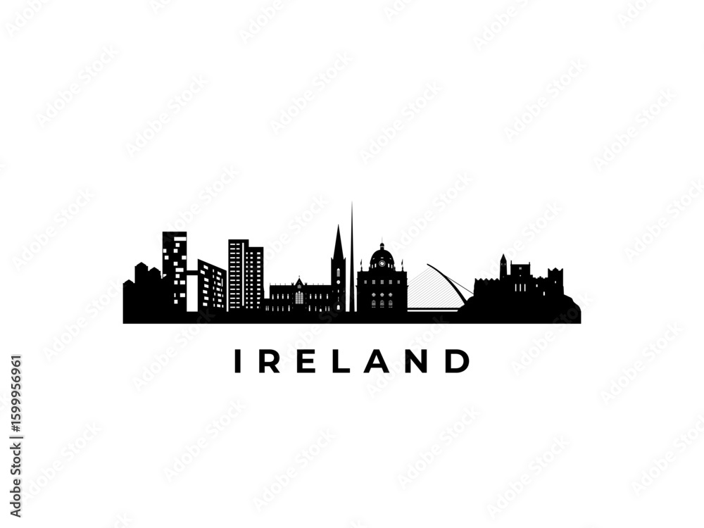 Vector Ireland skyline. Travel Hanoi famous landmarks. Business and tourism concept for presentation, banner, web site. Vector Ireland skyline. Travel Hanoi famous landmarks. Business and tourism concept for presentation, banner, web site.
