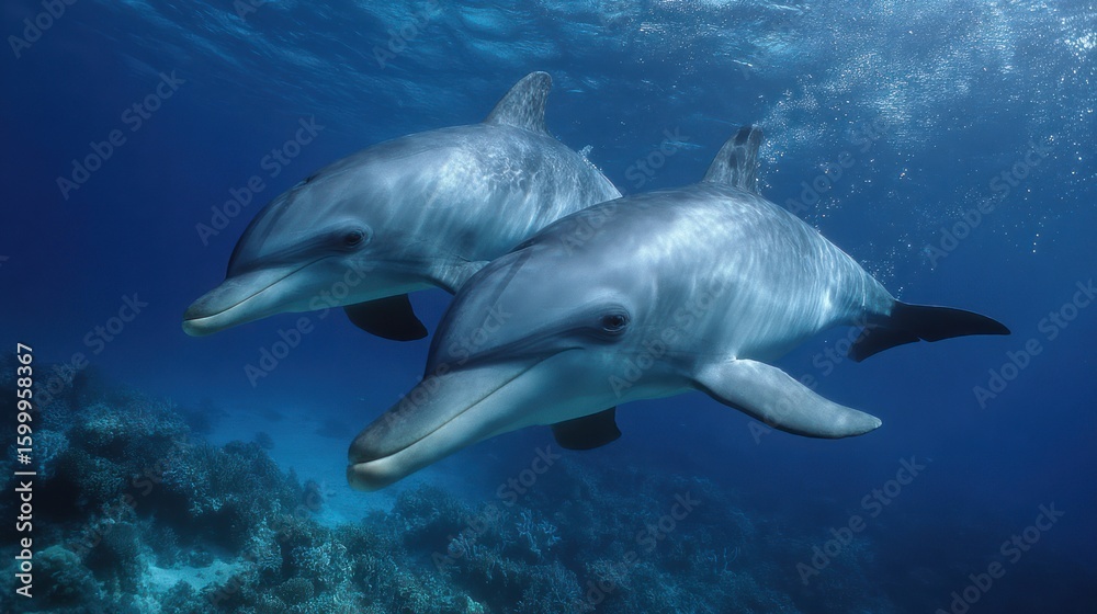 Obraz premium Dolphins in ocean reef