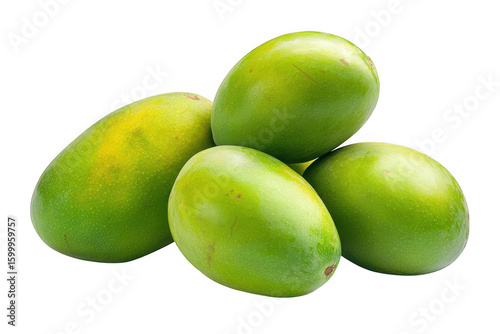 Wallpaper Mural A pile of ripe green mangoes with yellow blush isolated on transparent background Torontodigital.ca