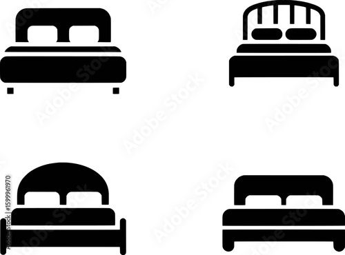 Four distinct bed designs with pillows and frames beds furniture