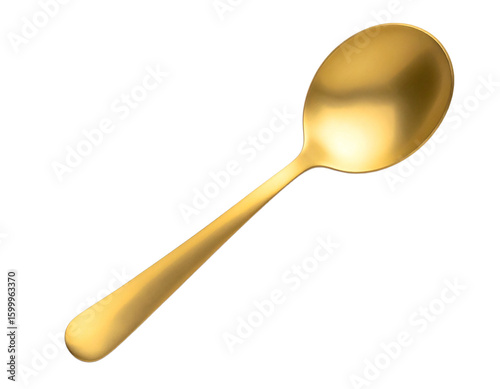 Gold spoon utensil kitchenware tableware cutlery eat on transparent background