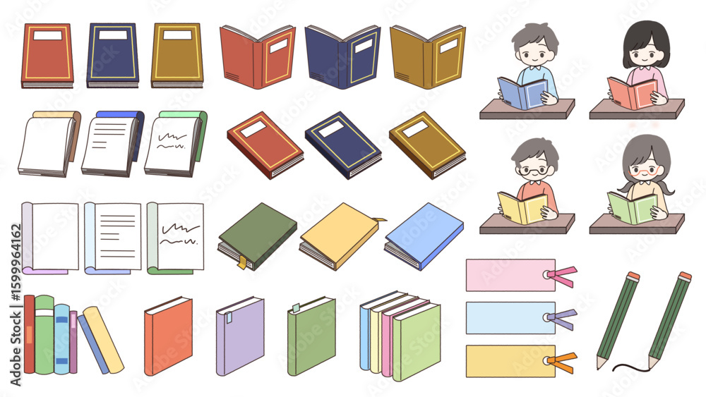 Fototapeta premium 子供の読書イラスト