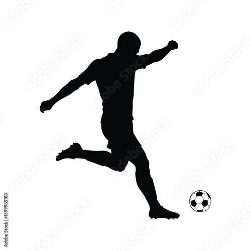 Soccer Player Silhouette Kicking Ball  Dynamic Action Pose Sports Graphic