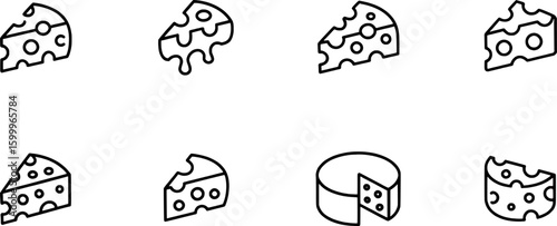 Various cheese slices and a whole cheese wheel dairy food