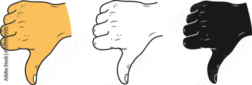 Thumbs down illustration vector set for social media dislike or disapproval concept design template 100