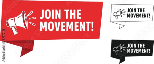 Join the movement vector graphic with megaphone for social media and activism campaigns promotion use