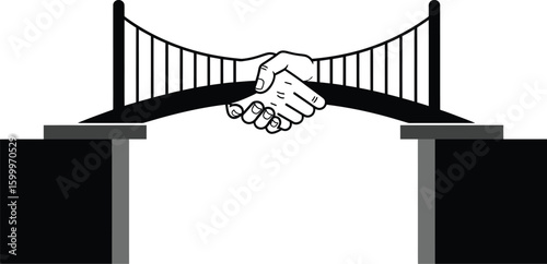 Bridge the gap handshake agreement partnership collaboration success teamwork business deal concept icon vector