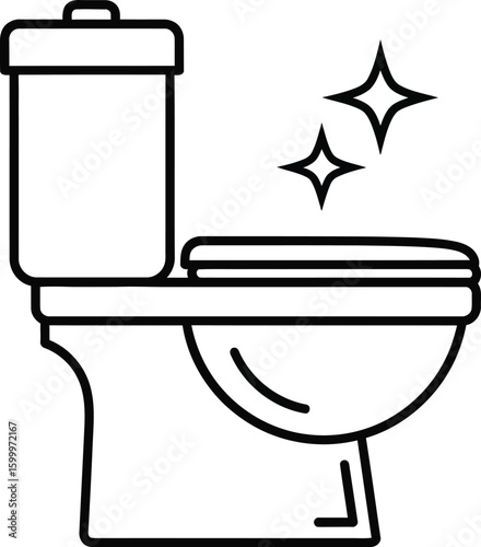 Clean toilet icon with sparkling stars indicating hygiene and freshness