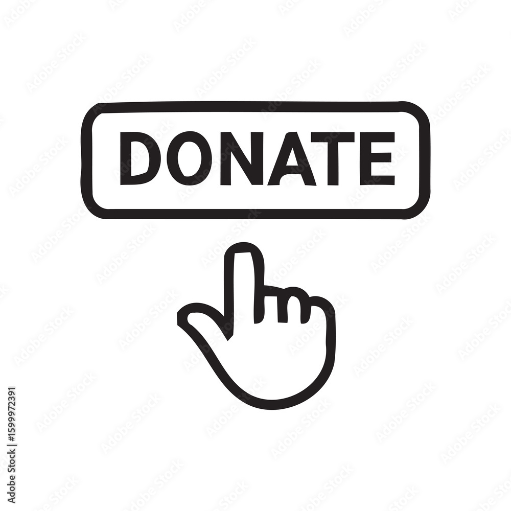 Online Donation Button: Hand Cursor Clicking Donate Button, Dark Theme, Simple Design Online Donation Button: Hand Cursor Clicking Donate Button, Dark Theme, Simple Design