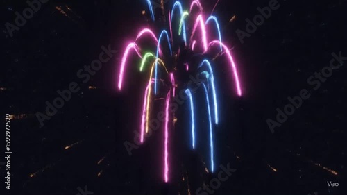 Vibrant Abstract Background with Neon Lights and Dynamic Motion for Party or Technology Video