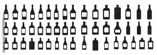 Collection of wine bottle silhouettes