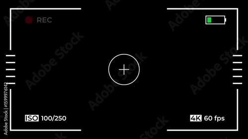 Camera Recording Overlay on a transparent background. 4K Video Resolution.