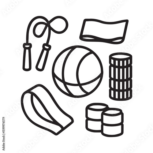 Exercise Tools Silhouette Set – Black Vector Fitness Equipment
