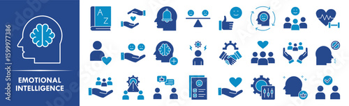 Emotional Intelligence icon collection set. Containing design intelligence, psychology, mental, mind, emotion